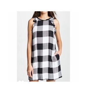 Bella Dahl Size M Black White Dress Ruffle Buffalo Check Cottagecore Boho